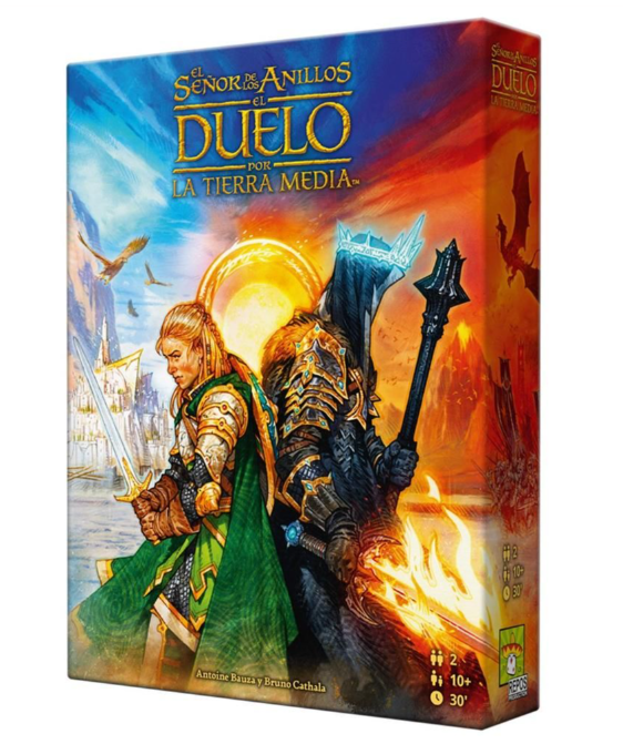 Caja de El Señor de los Anillos Duelo por la Tierra Media, juego de cartas de Repos Production para 2 jugadores